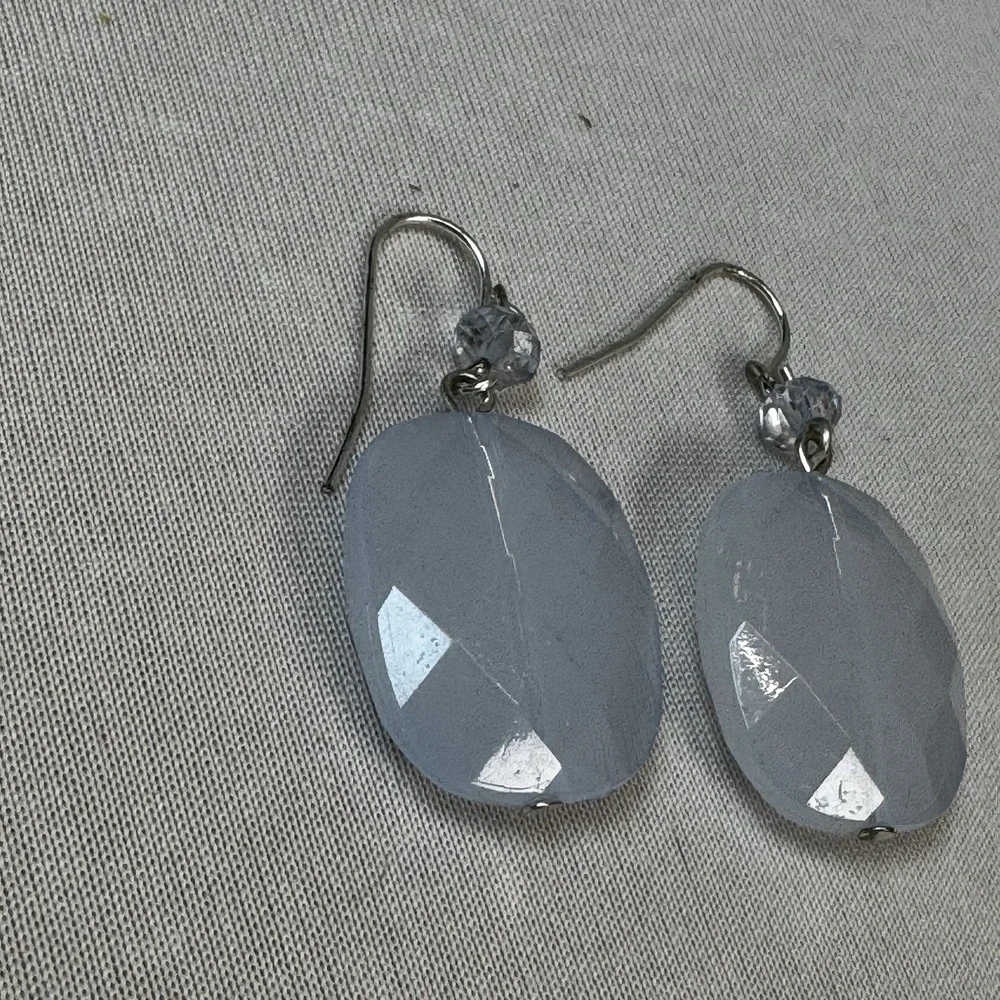 Bluish White Plastic Geometric Dangle Earrings‎
